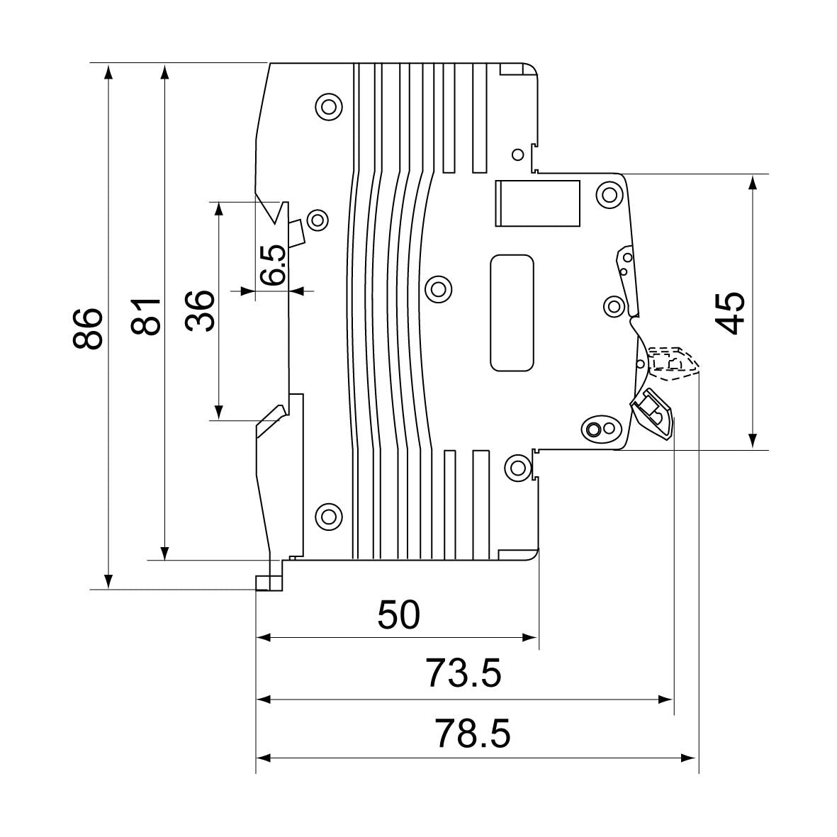 Automatsäkring 3-polig 20 A Typ C Rutab RSC-320 Normprodukter Solproffset